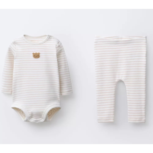 BEAR PATCH AND STRIPED BODYSUIT AND LEGGINGS SET - Mink | ZARA United States