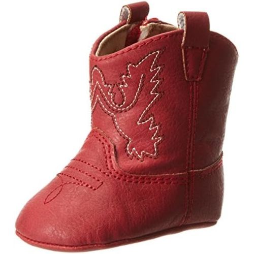 Baby Deer Faux-leather Soft Sole Western Boot for Infant Boys or Girls/Baby First Steps non-Slip with Ornamental Cowboy Stitch and Hook-and-loop Closure