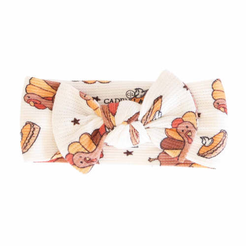Turkey Treats Bamboo Waffle Knit Large Bow Headwrap