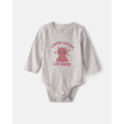 Baby Girl 'Limited Edition Like Auntie' Long-Sleeve Graphic Bodysuit - Grey | Carter's