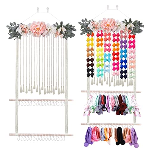 mligril Headband Holder for Girls Hair Bows, Large Capacity Baby Headbands Organizer Storage Hair Clips Hanger Storage Flower Crown Bow Holder Wall Door Hanging Decor for Nursery Room