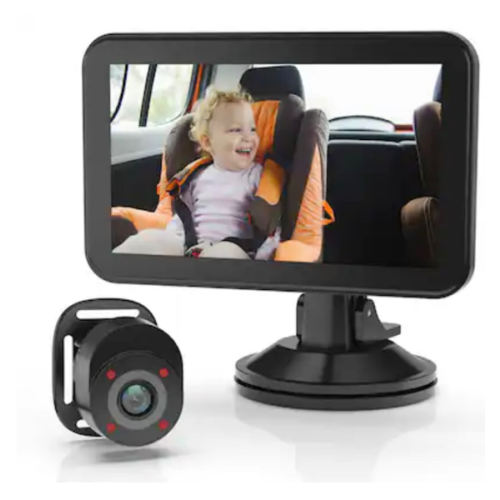 Rexing - BC500 In-Car Baby Cam with Monitor – HD 1080p & Infrared Night Vision - Black