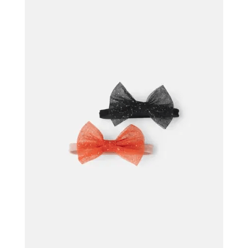 Baby Girl 2-Pack Bow Halloween Headwraps - Orange/Black | Carter's