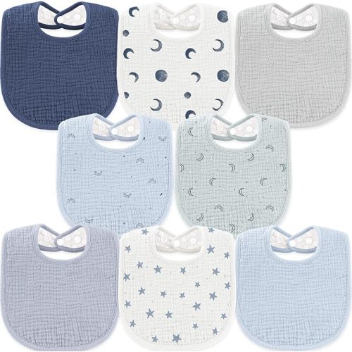Susurration Muslin Baby Drool Bibs 6Pack Soft Square Adjustable Baby Bandana Bibs for Unisex Girls & Boys
