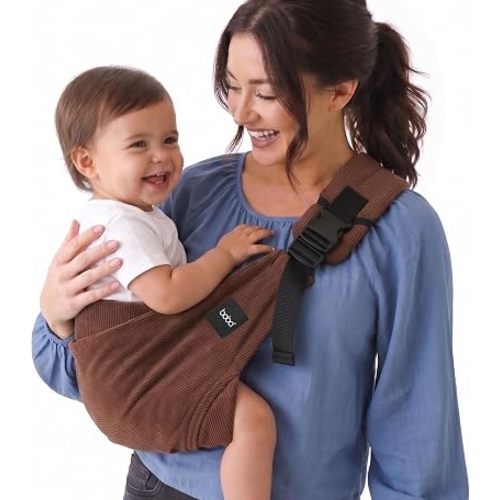 Boba Buddy Toddler Sling Carrier, Cotton Side & Hip Carry, Brown Corduroy