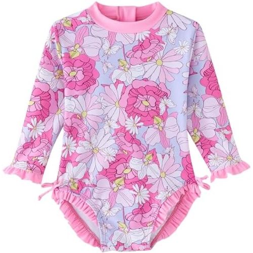 UMELOK Baby Girl Swimsuit Infant Rashguard Swimwear One Piece UPF 50+ Sun Protection Rash Guard Bathing Suit