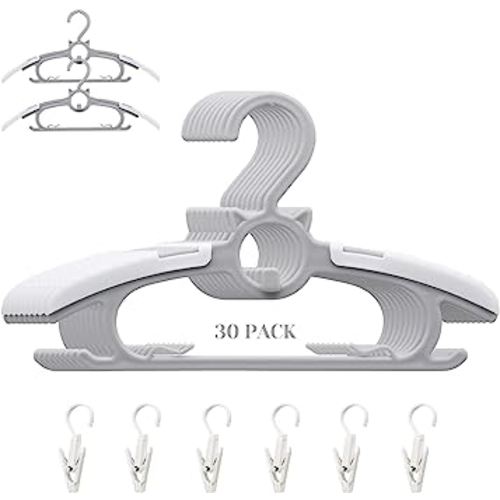 Baby Nursery Closet Hangers, Ultra Thin Non-Slip and Extendable Laundry Infant Pant Hanger for Newborn Clothes 30pcs11“-14‘’ Adjustable Children Coat Hanger for Girl Boy Toddler Kids Child