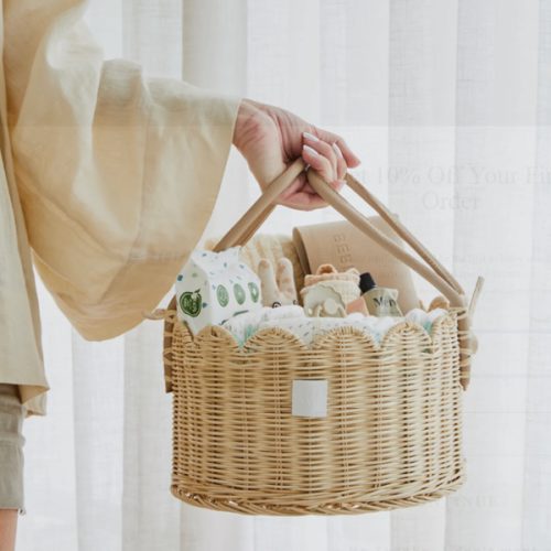 Baby Diaper Caddy Organizer "POPPY" Handmade & Natural by BEBE BASK® – BEBE BASK