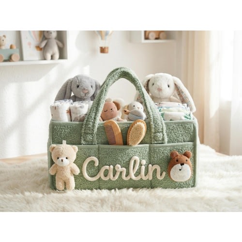 Personalized Diaper Caddy Basket, Custom Nursery Organizer with Name, Baby Shower Gift, Baby Storage Basket