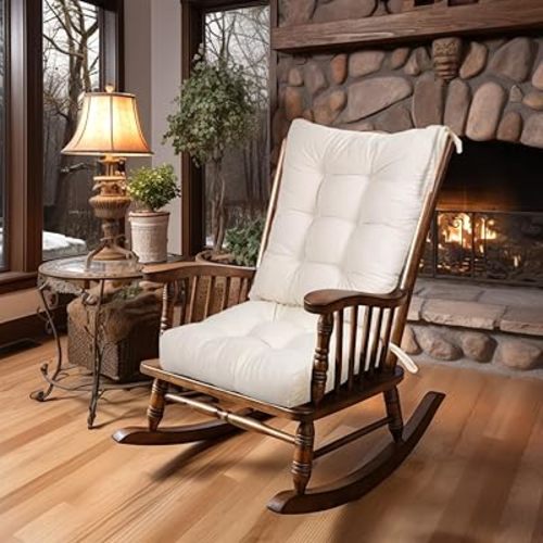 Lokex Rocking Chair Cushion Only,Tufted Non-Slip Comfortable Rocking Chair Cushions Indoor with Ties,Striped Rocking Chair Pads