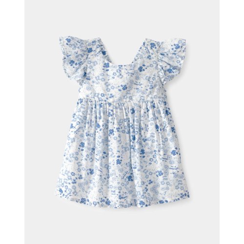 Baby Girl Floral Ruffle Dress - Blue/White - OshKosh B'gosh | Carter's