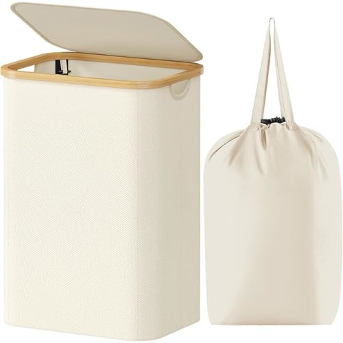 Laundry Basket with Lid - White