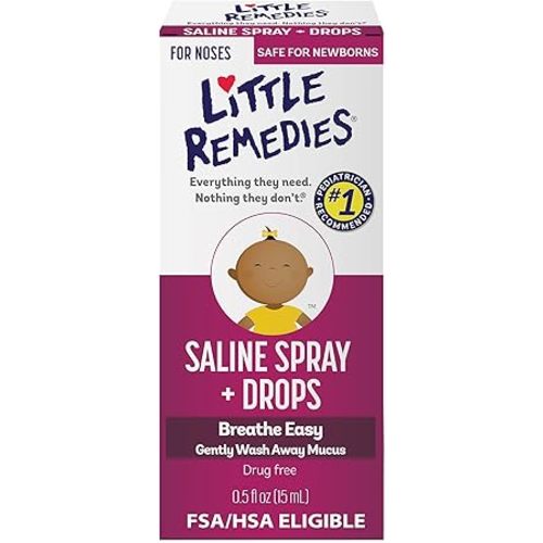 Little Remedies Saline Spray and Drops, Safe for Newborns, 0.5 fl oz