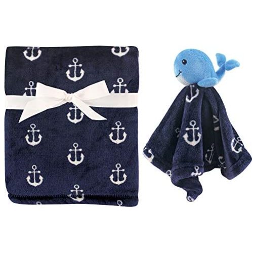 Hudson Baby Unisex Baby Plush Blanket with Security Blanket, Whale, One Size