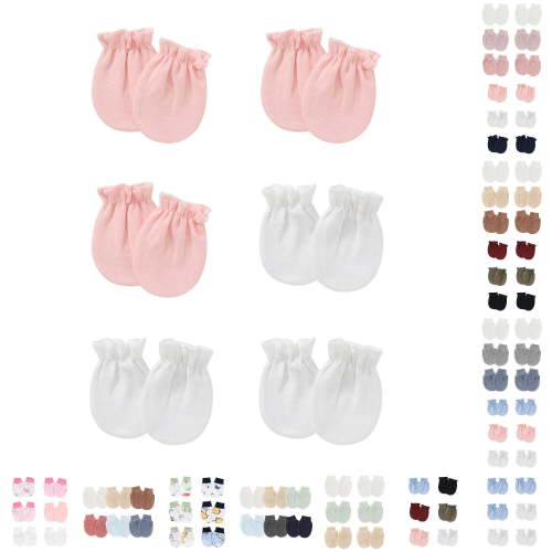6 Pairs Baby Mittens No Scratch Mittens Soft Gloves Mittens for 0-6 Months Boys Girls