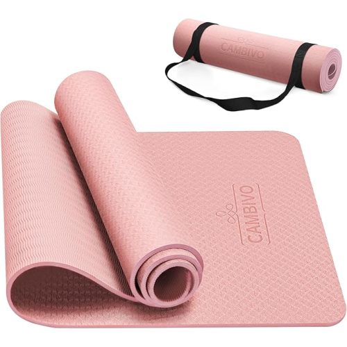 CAMBIVO Yoga Mat for Women Men Kids, 1/3 & 1/4 & 2/5 Inch Extra Thick Yoga Mat Non Slip, 72" x 24" TPE Yoga Mats, Workout Mat with Carrying Strap for Yoga, Pilates and Floor Exercises