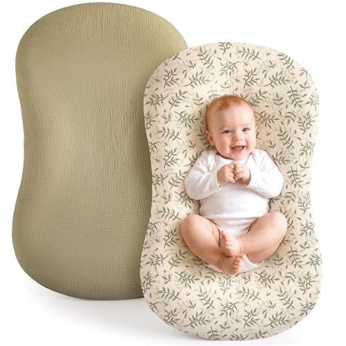 Termichy Baby Lounger Cover Muslin: Soft Cotton Slipcover for Snuggle Me Lounger - Removable & Machine Washable for Daily Use - Zipper-Free & Skin-Friendly for Newborn Girls and Boys
