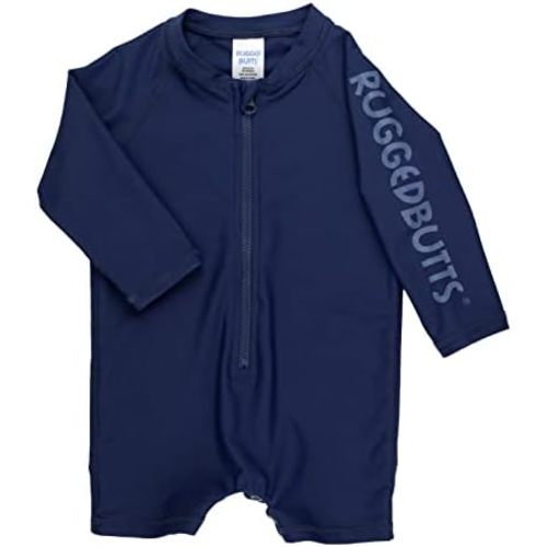 RUGGEDBUTTS Baby/Toddler Boy Swimsuit, One Piece Zipper Rash Guard Sunsuit with UPF 50+ Sun Protection