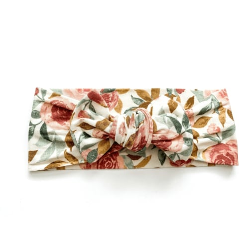 Dusty Pink Floral Bamboo Baby Headband | Harp Angel Boutique - Harp Angel Boutique