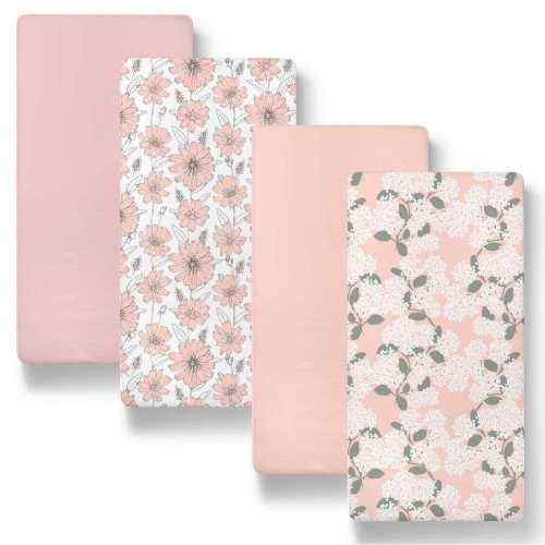 Cottage Floral Organic Bassinet Sheets 4-Pack for Boys and Girls