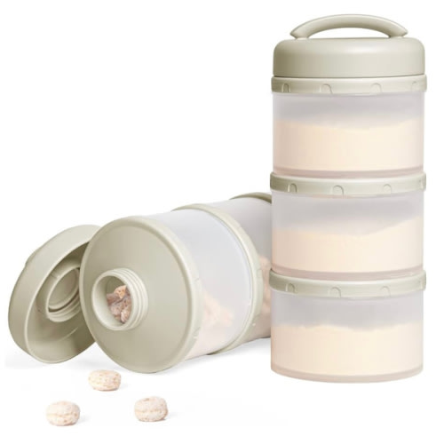 Termichy Stackable Formula Dispenser Portable Milk Powder Container, 2 Pack, Warm Grey