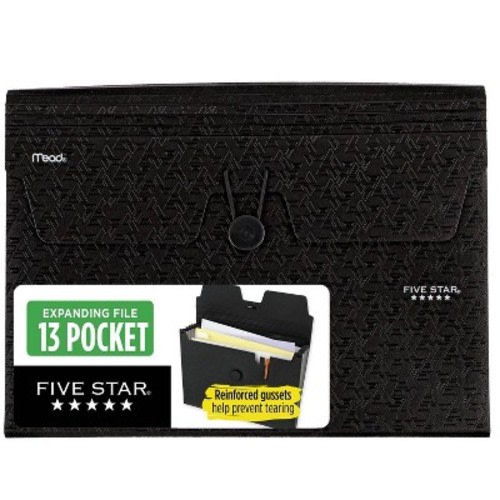 Five Star 13 Pocket Expanding File Black