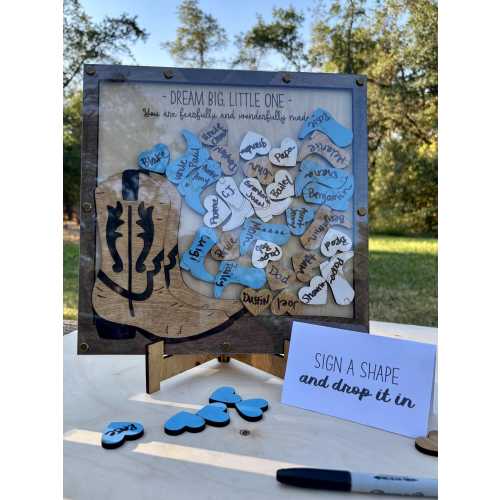 Little Cowboy Drop Box Signature Frame, Cowboy Boots Baby Shower Ideas, Western Baby Shower, Guestbook Frame, Western Nursery Decor Ideas