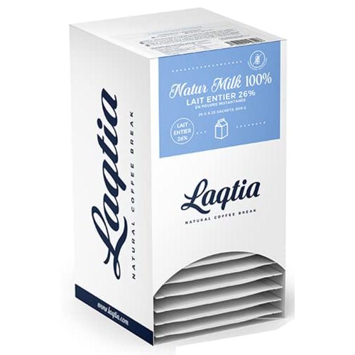 Instant Full Cream / Whole Milk Powder PACKETS by Laqtia, 18 Count Box, Makes an 8oz glass of Milk, Non GMO, Free of bST and rBGH, made using 100% European Dairy, product of Spain (Convenient On-The-Go) Instant Milk)