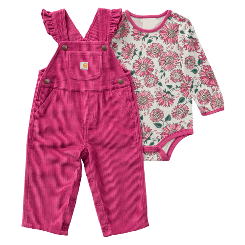 Carhartt Ruffled Corduroy Overalls and Long-Sleeve Floral Bodysuit Set for Babies | Bass Pro Shops