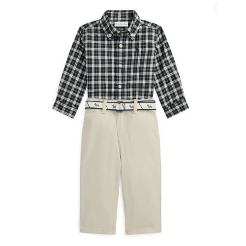 Polo Ralph Lauren
Baby Boys' Plaid Shirt, Belt and Canvas Pants, 3-Piece Set