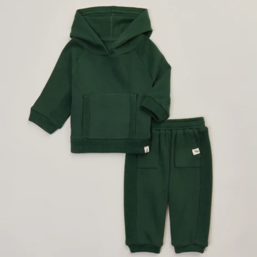 2-Piece Organic Cotton Hacci Sweatshirt and Jogger Set - black forest | easy-peasy Soft, Sustainably Made Childrenswear