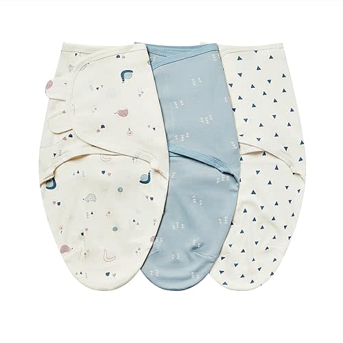 insular Baby Swaddle Wrap, Swaddle Blanket for Newborn and Infant, Adjustable Swaddling Set for Boy and Girl, Soft Cotton Baby Sleep Sack 3 Pack, Snail&Hedgehog, Small(0-3 Month)