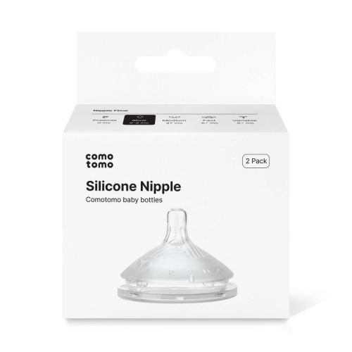 Comotomo Silicone Replacement Bottle Nipples Gen 2 - 2pk - Level 1 - Slow Flow