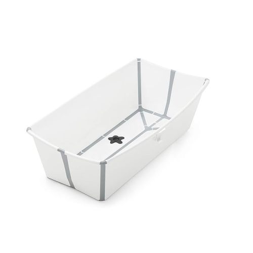 Stokke Flexi Bath X-Large Baby Bathtub, White Grey - 31.5 x 15.7 x 9.4 in - Best for Infants & Toddlers - Lightweight, Foldable & Easy to Store - Convenient to Use at Home or Traveling
