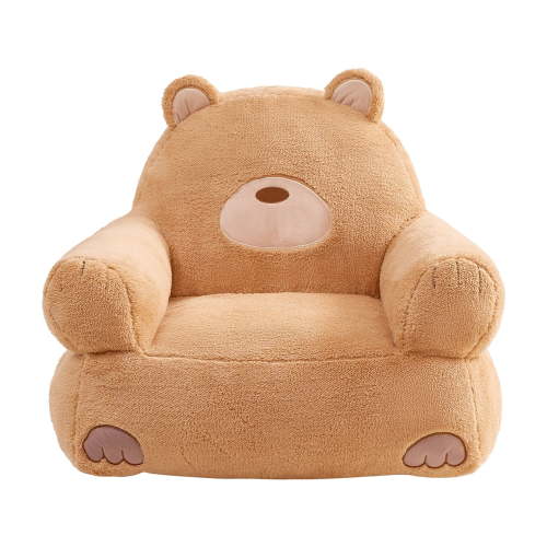 Lounge & Co Kids Bear Large Foam Filled Bean Bag Chair, Brown Plush, 25" W x 20" D x 23" H
