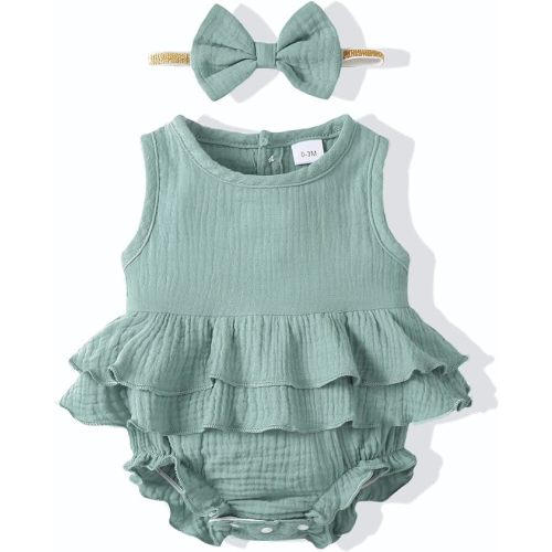 Renotemy Newborn Infant Baby Girl Clothes Rompers Summer Jumpsuits Short Sleeve Romper Infant Baby Clothes Girl