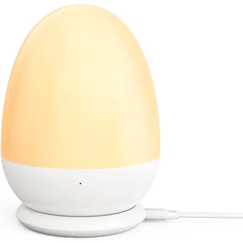 JolyWell Baby Night Light for Kid, Portable Egg Nightlight with Stable Charging Pad, Touch Nursery Night Lamp for Breastfeeding, Toddler Night Light for Bedroom, Timer Setting, ABS+PC, White
