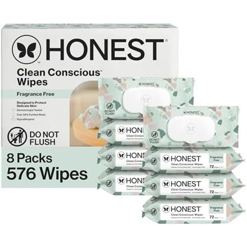 The Honest Company Multi-Use Baby Wipes, Geo Mood, Unscented, 576 Count
