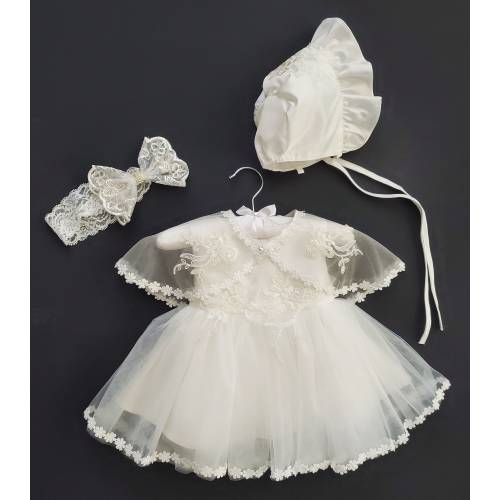 4-Piece Lace Christening Dress Set: Sleeveless Baby Girl Baptism Outfit