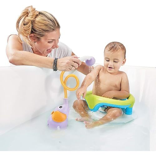 Yookidoo Baby Bath Shower Head - Elephant Bath Toy and Trunk Spout Rinser - for Newborn Babies in Tub Or Sink (Pink)