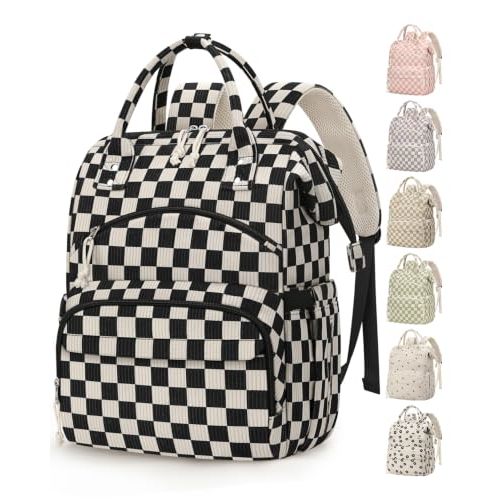 Corduroy Diaper Backpack for Mom,Travel Baby Diaper Bag for Grirls&Boys | Mommy Bag with Insulated Pockets,Stroller Straps,Water Resistant Travel Essentials Baby Bag for Hospital Daycare,Strawberry