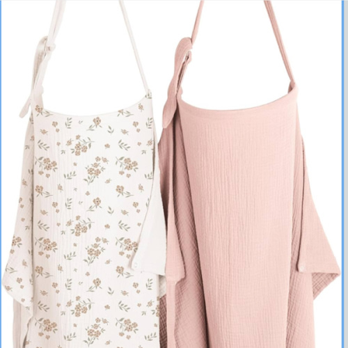 Konssy 2-Pack Muslin Nursing Cover Up for Breastfeeding Moms with Rigid Hoop, 100% Cotton, Lightweight & Breathable Breastfeeding Cover, Adjustable & Comfort