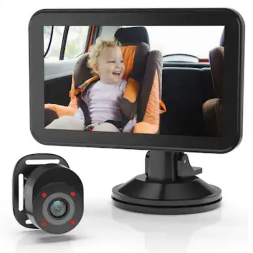 Rexing - BC500 In-Car Baby Cam with Monitor – HD 1080p & Infrared Night Vision - Black