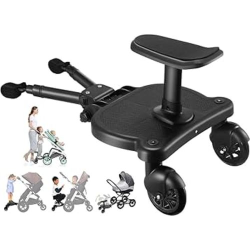 Universal Stroller Board Buggy Board Rider Stroller Glider Board Stroller Board Stroller Standing Platform with Detachable Seat Suitable for Most Brands of Strollers, Holds Children Up to 55lbs