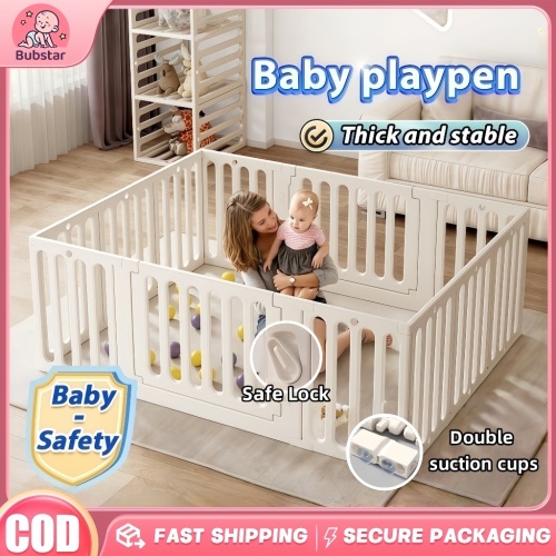 Playpen For Baby Foldable Baby Fence 4th Gen Version Queen/King Size White Plastic Playpen