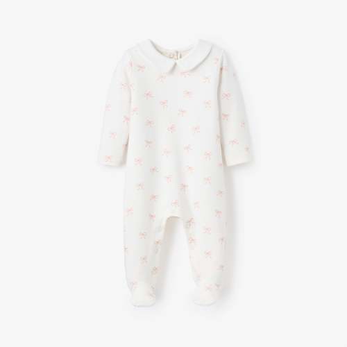 Pink Bow Double Knit Peter Pan Collar Jumpsuit – Elegant Baby