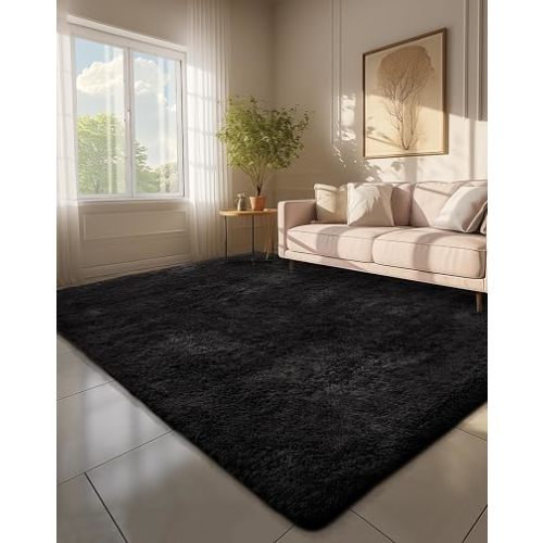 Ophanie 6x9 Black Rugs for Living Room, Large Fluffy Shag Fuzzy Plush Soft Area Rug, Floor Shaggy Carpets for Bedroom, Carpet for Kids Boys Girls Dorm Nursery Decor with Over 99 pcs Pile fibers