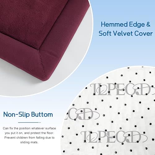 ILPEOD Baby Play Mat for Floor Nursery Muscle Mat Area Rug Playroom Rug 50"x50" Memory Foam 1.3" Thick Crawling Mat for Babies,Toddlers, Infants,Kids (Burgundy)