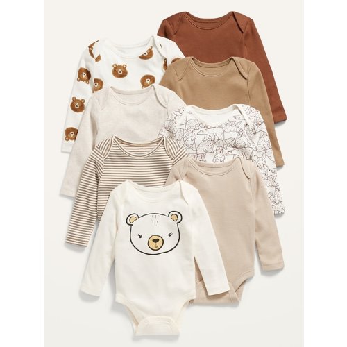 Long-Sleeve Unisex 8-Pack Bodysuit for Baby