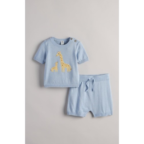Motif Short Sleeve Cotton Blend Sweater & Shorts Set, 6M